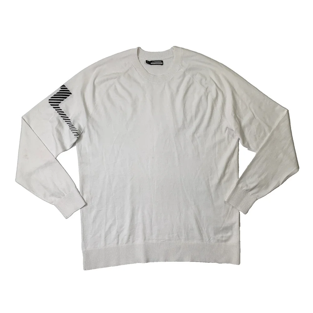 J Lindeberg Sweater Mens L Large White Heath Knitted Crew Neck Pullover Golf